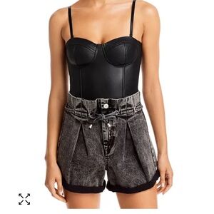 AQUA Maroon Corset Style Leather Bodysuit Size XS